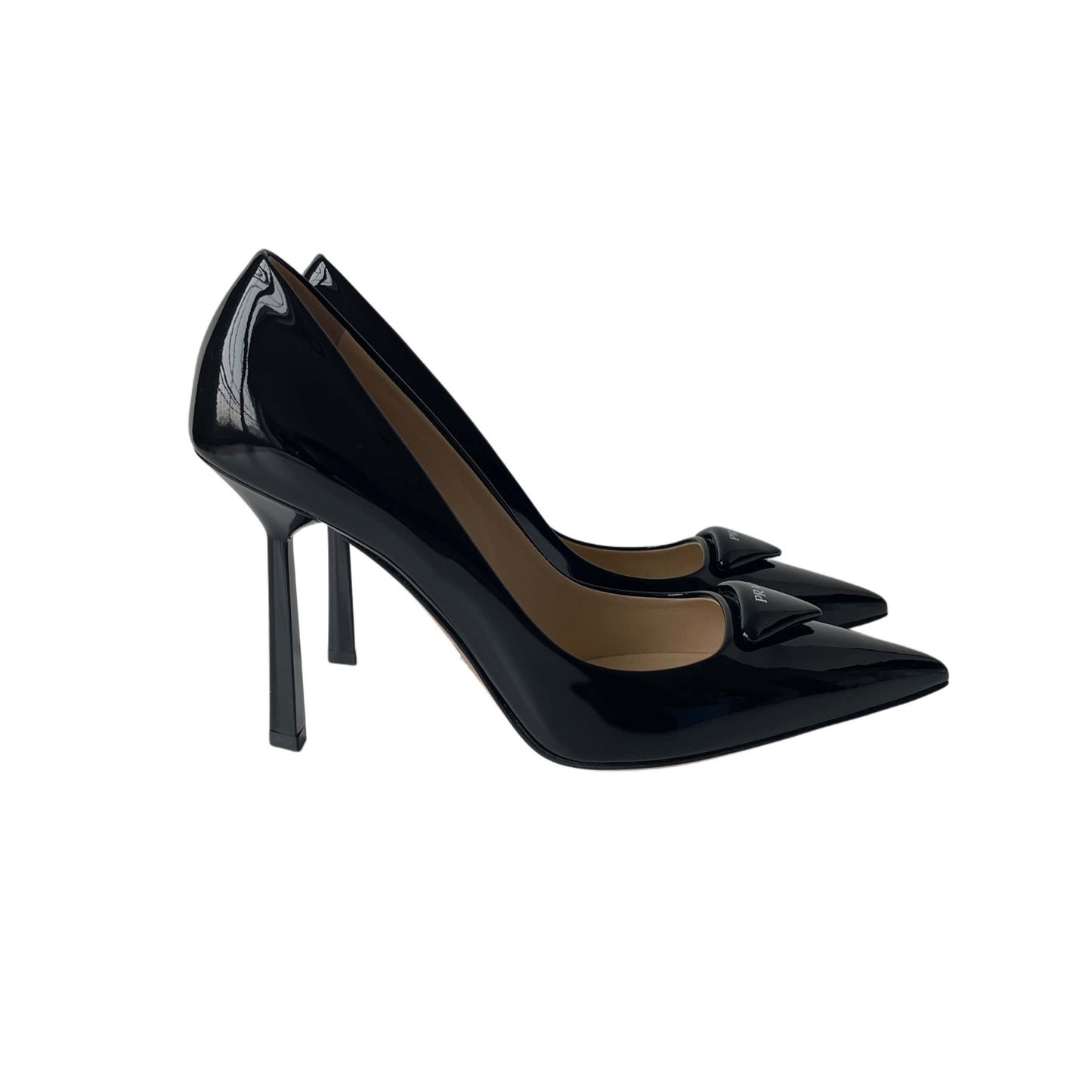 Prada Patent Logo Pumps Black