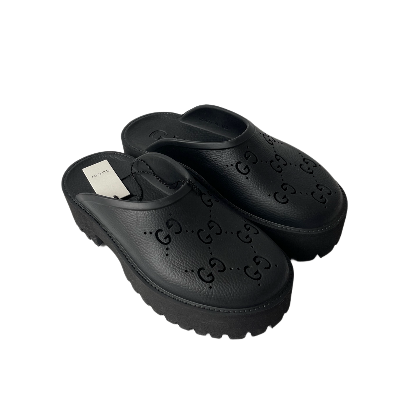 Gucci Gummi Sandale mit Plateau Schwarz