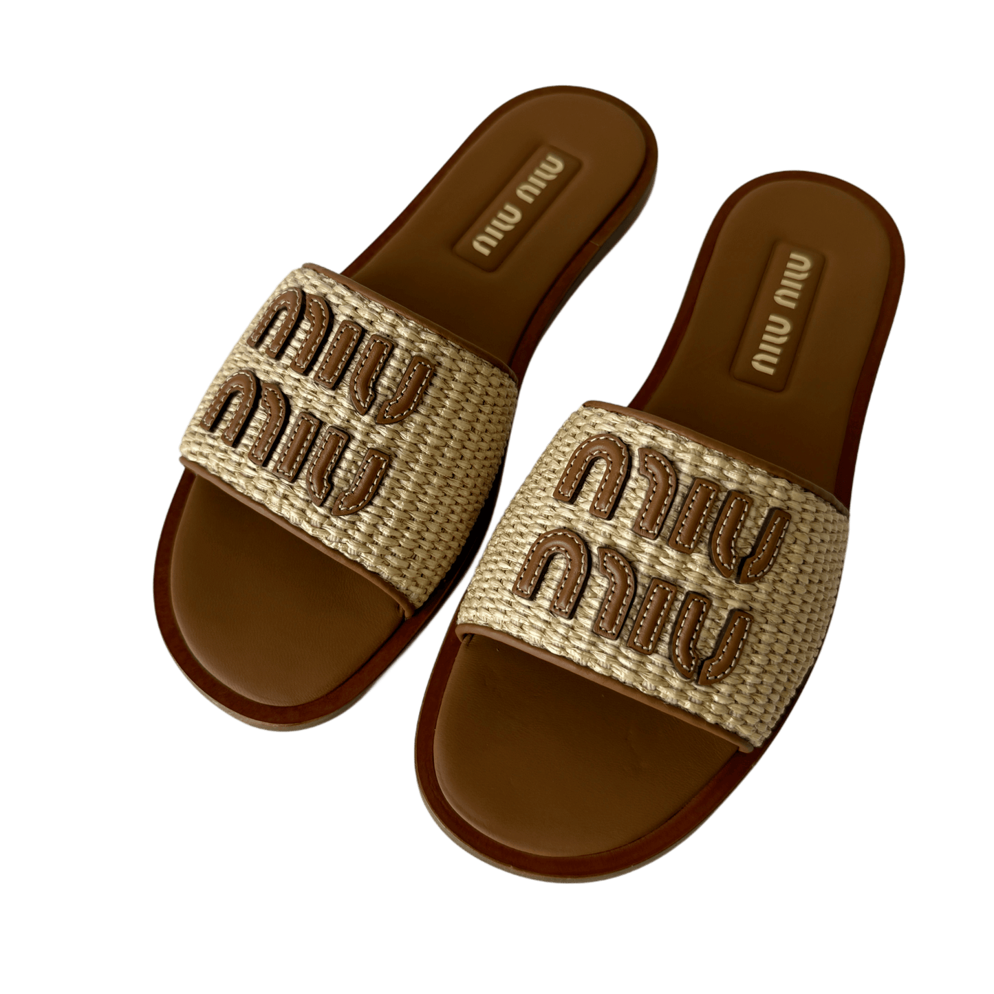 Miu Miu Raffia Logo Sandalen