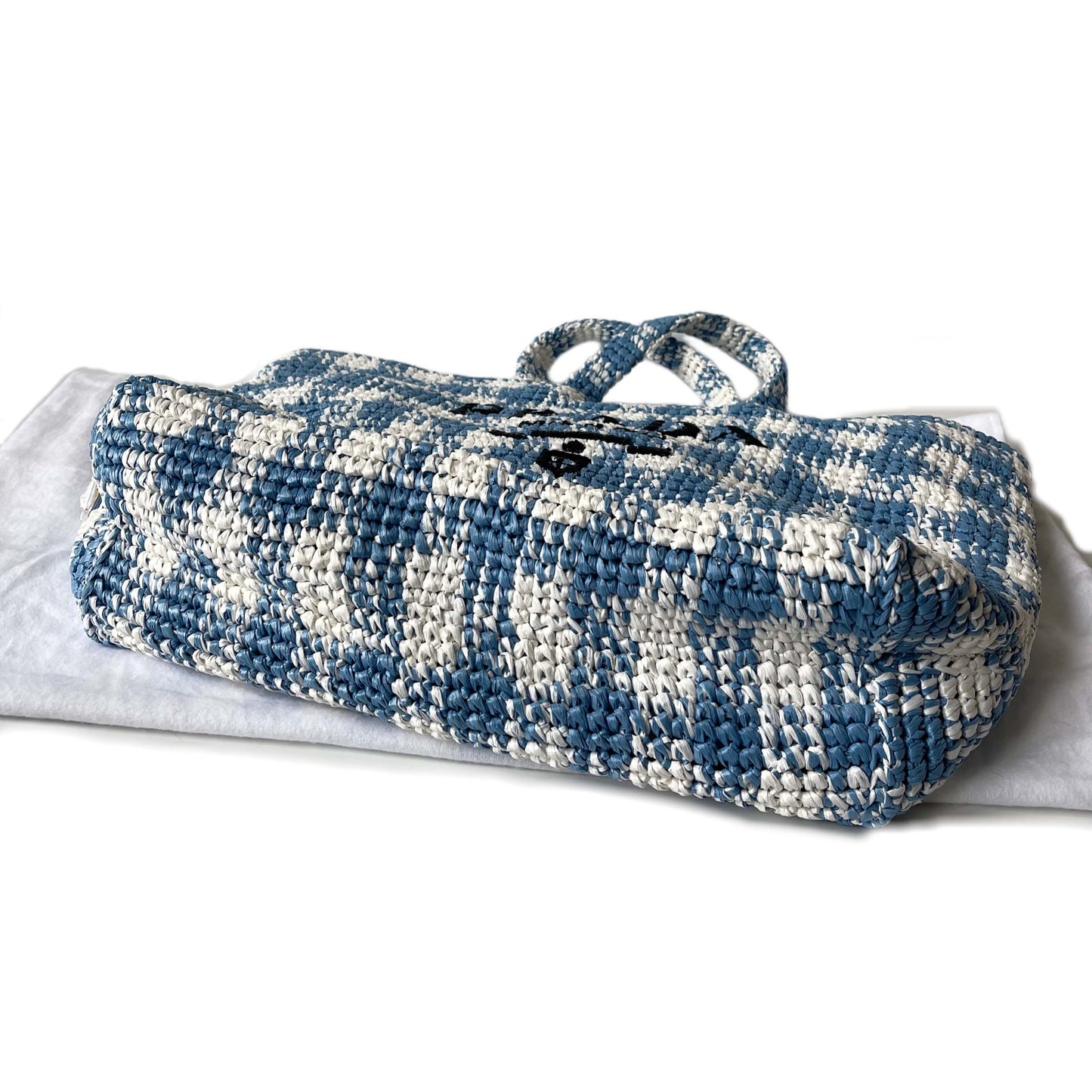 Prada Raffia Tasche Blau Weiß