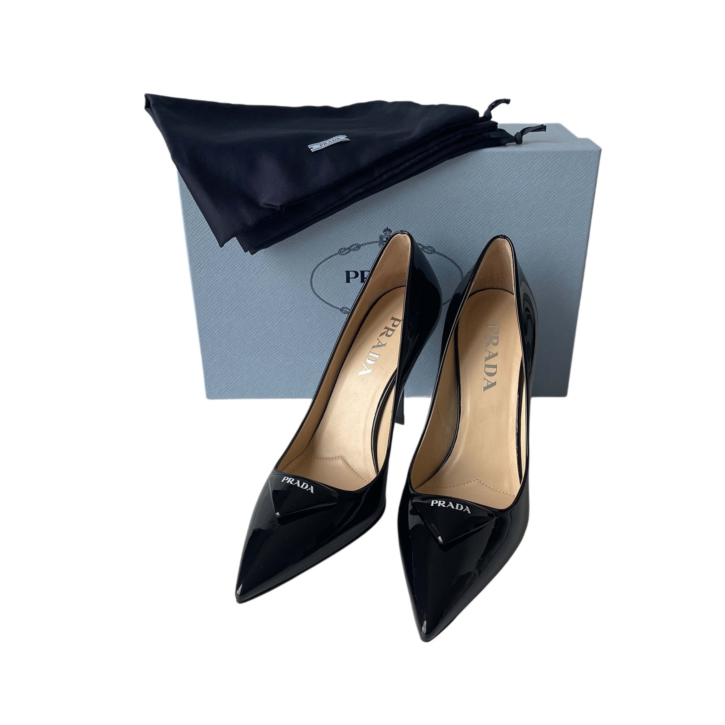 Prada Patent Logo Pumps Black