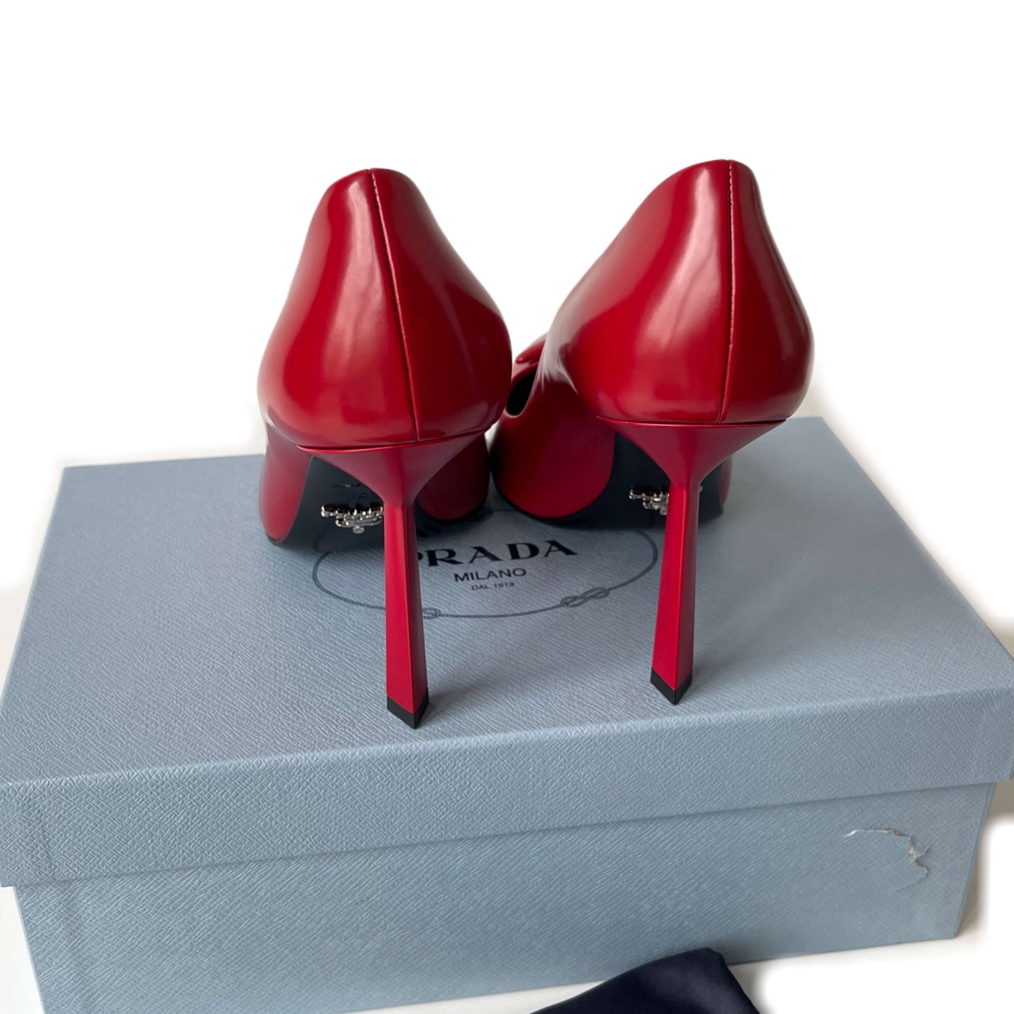 Prada Logo Pumps Red