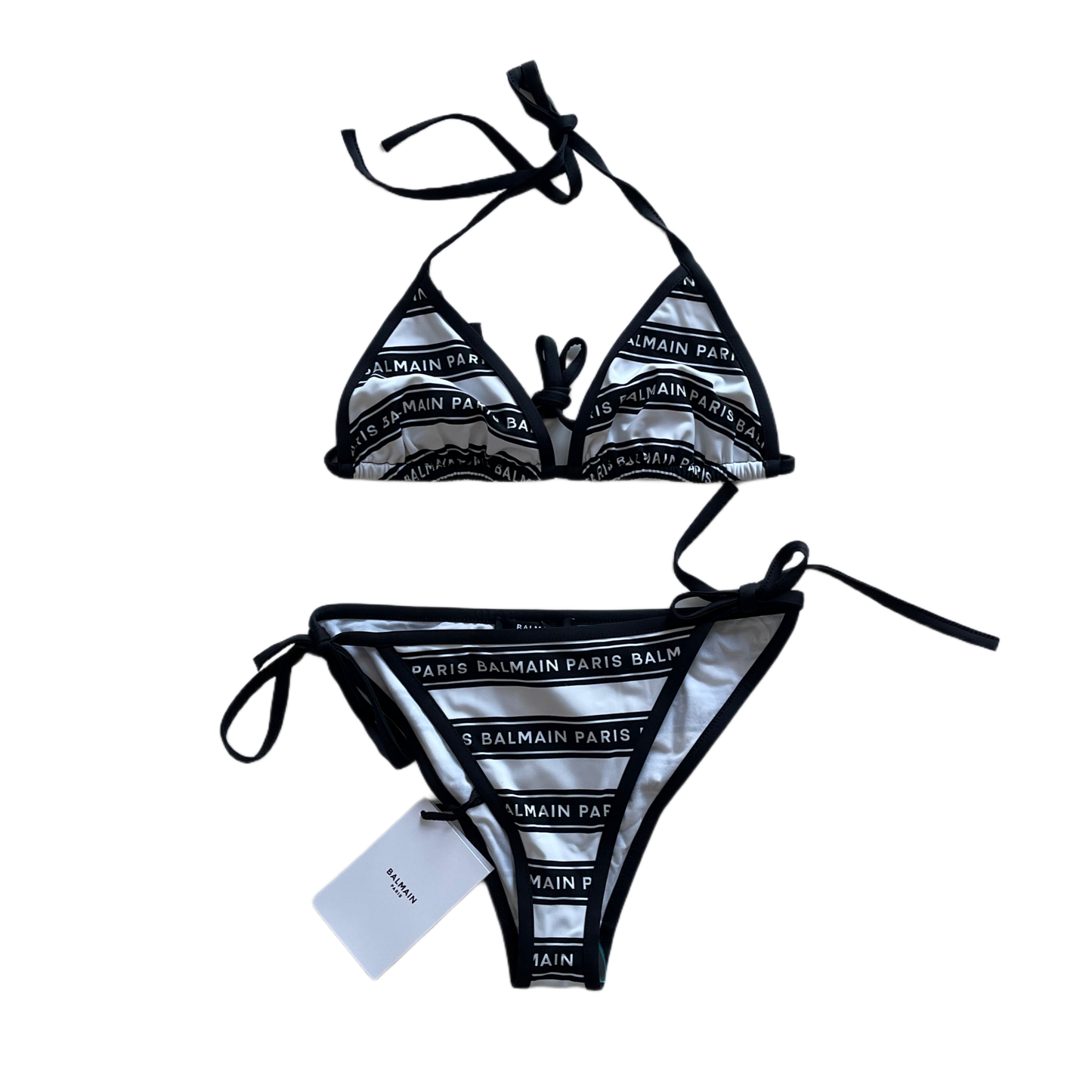 Balmain Logo Triangle Bikini Black