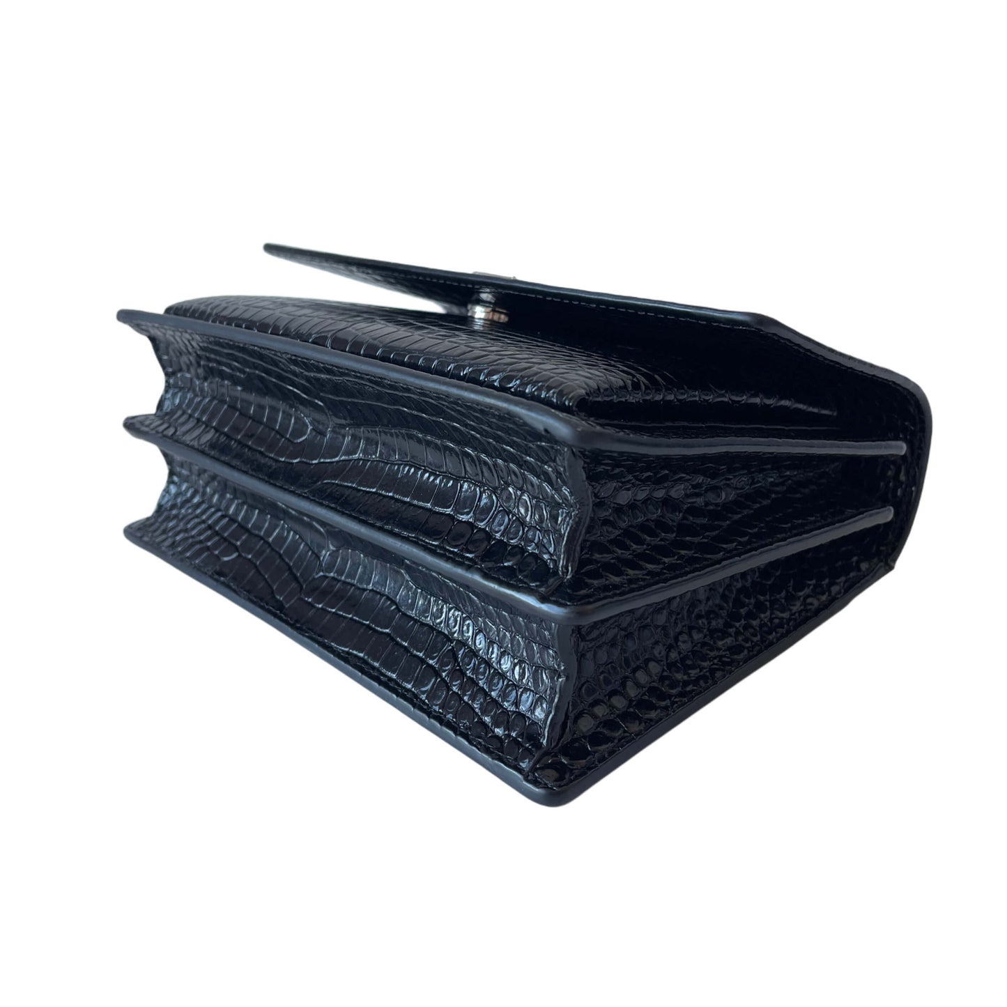 Saint Laurent Sunset Medium Schwarz Kroko