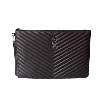 Saint Laurent Cassandre Matelassé Clutch Bordeaux