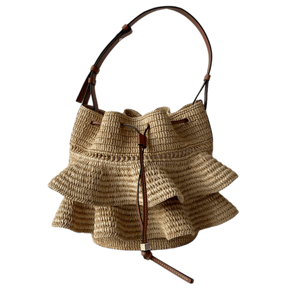 Loewe Balloon Raffia Bag with Ruffles