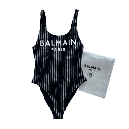 Balmain Logo Badeanzug Schwarz