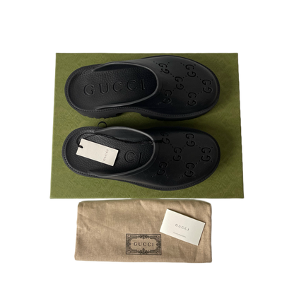 Sandale en caoutchouc Gucci avec plateforme noir