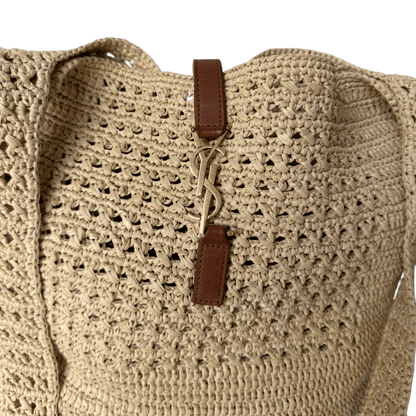 Saint Laurent Le 5 à 7 Raffia Bucket Bag Medium