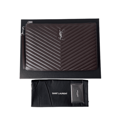 Saint Laurent Cassandre Matelassé Clutch Bordeaux