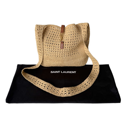 Saint Laurent Le 5 à 7 Raffia Bucket Bag Medium