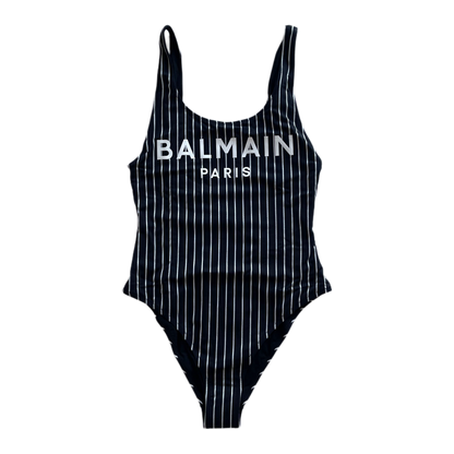 Balmain Logo Badeanzug Schwarz