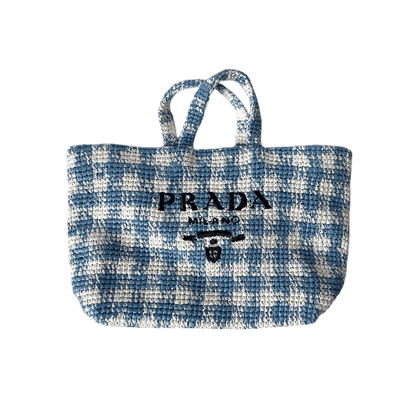 Prada Raffia Tasche Blau Weiß