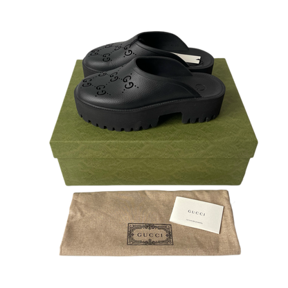 Sandale en caoutchouc Gucci avec plateforme noir