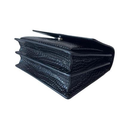 Saint Laurent Sunset Medium Schwarz Kroko