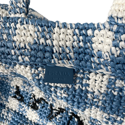 Prada Raffia Tasche Blau Weiß