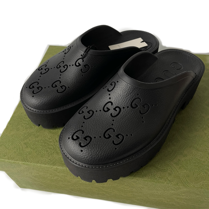 Sandale en caoutchouc Gucci avec plateforme noir