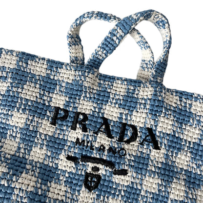 Prada Raffia Tasche Blau Weiß